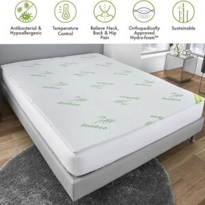 Mattress Topper Luxury Hotel Quality Bamboo Memory Foam 4cm Ultra Soft Protective Cover, Orthopaedic, Anti Allergy Thick, Hypoallergenic (4FT Small Double)