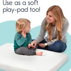 Baby Toddler Bed Classic Foam Travel Cot Mattress, White, 90 x 50 x 7 cm – Fits Joie Kubbie Breathable & Anti Allergenic Removable Cover Protector Dust Mite Bedding