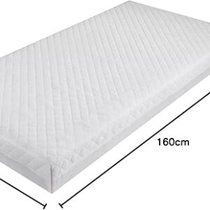 Baby Crib Mattress 160x80cm Breathable Pure Foam Extra Thick Toddler White Cot Mattresses Anti-Allergy & Zip Removable Cover