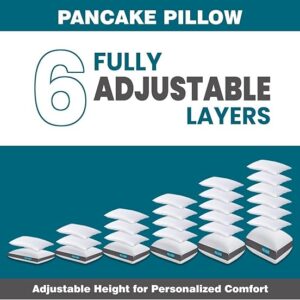 Pancake Pillow Adjustable Layer Insert Pillow Custom Fit Your Perfect Soft Bed Pillow Height.Queen Size 24″ x 16″ Luxury Pillow