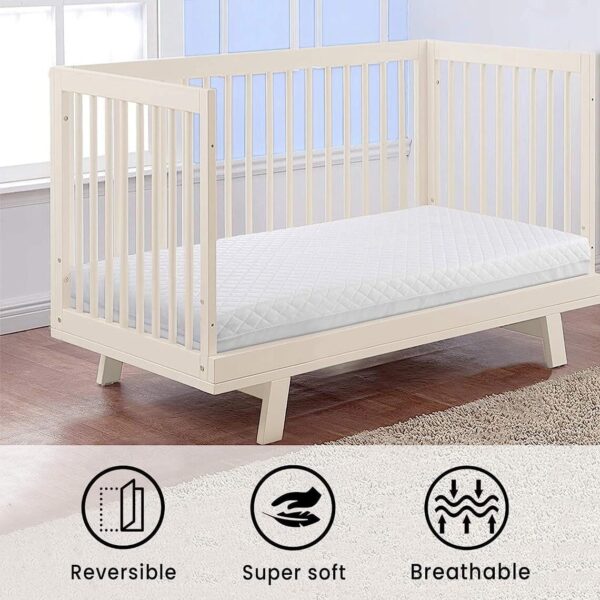 Baby Crib Mattress 160x80cm Breathable Pure Foam Extra Thick Toddler White Cot Mattresses Anti-Allergy & Zip Removable Cover - Image 7