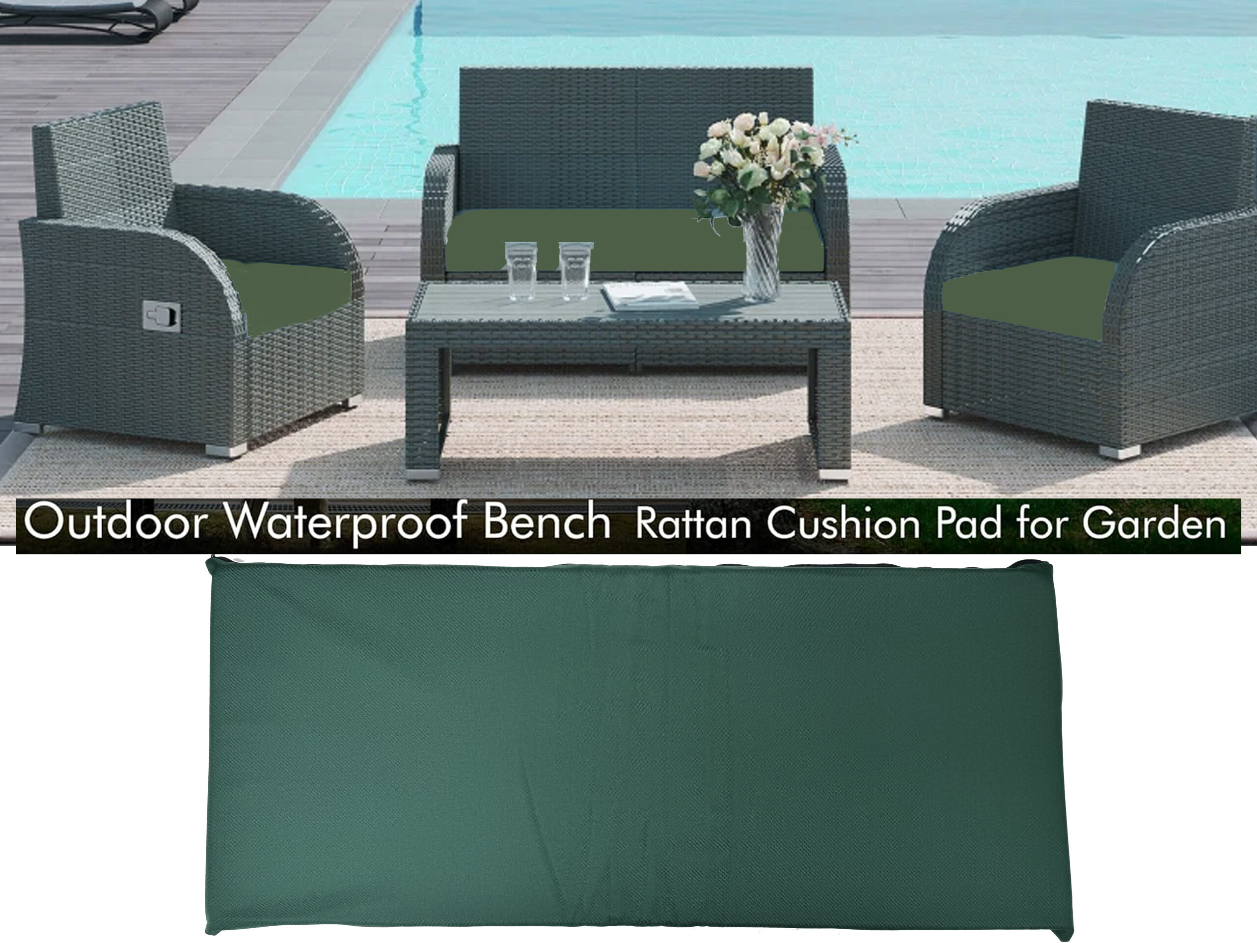 2-Seater Garden Bench Cushion - Image 9