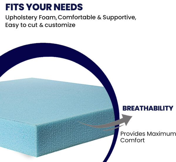 Blue Upholstery Foam – Made to Order Cushion Cut to Any Size 80”x45” for Seating, Bedding & Projects - Image 2