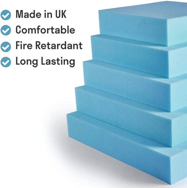 Blue Upholstery Foam – Made to Order Cushion Cut to Any Size 80”x45” for Seating, Bedding & Projects