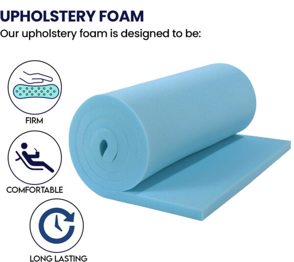 Blue Upholstery Foam - Bespoke Cushion Cut to Any Size 60”x20” - Image 4