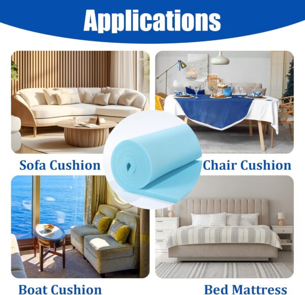 Blue High-Density Upholstery Foam – Custom Cut (80” x 20”) | Ideal for Seating, Bedding, DIY & Crafts - Image 3